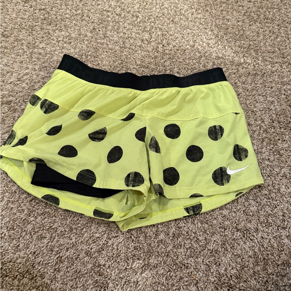 Nike Yellow and Black Athletic Shorts Polka Dot Design